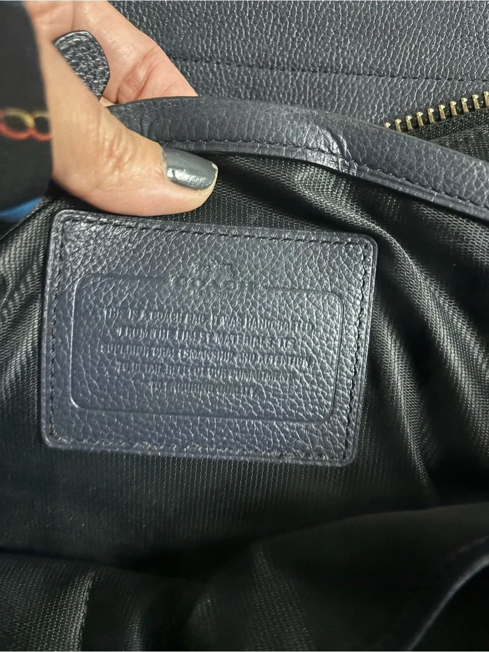 Coach Smith Navy Pebble Leather Briefcase with Detachable Strap.